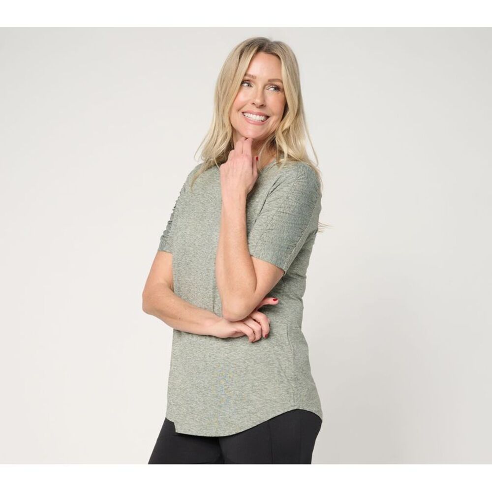 Denim & Co. Women's Top Sz XL Active Cool to the Touch Jersey Tunic Green
